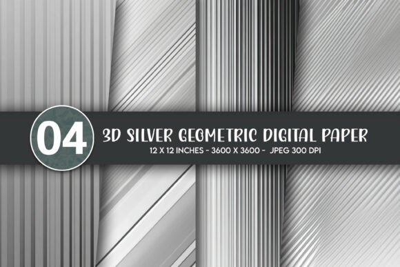 3D Silver Geometric Digital Paper: Modern Design Asset