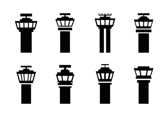 Airport Control Tower Icons: Modern Design for Clear Communication