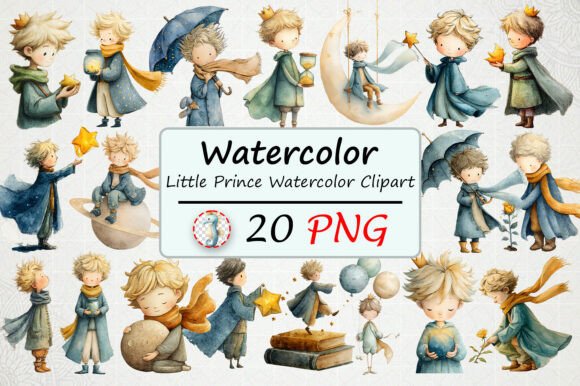 Enchanting Watercolor Little Prince Clipart for Creative Projects