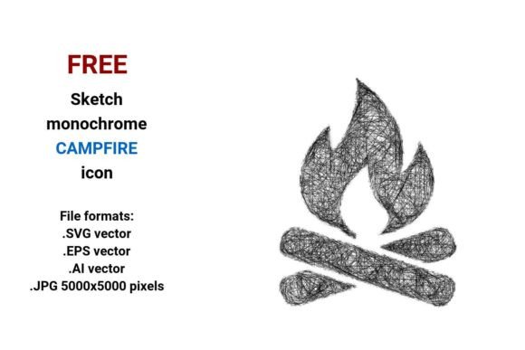 Free Sketch Campfire Icon for Creative Projects