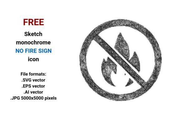Free Sketch No Fire Sign Icon for Modern Design