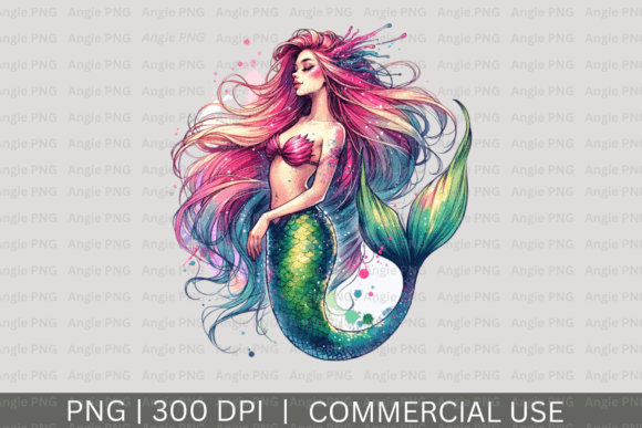 Watercolor Pastel Mermaid PNG Clipart for Designers